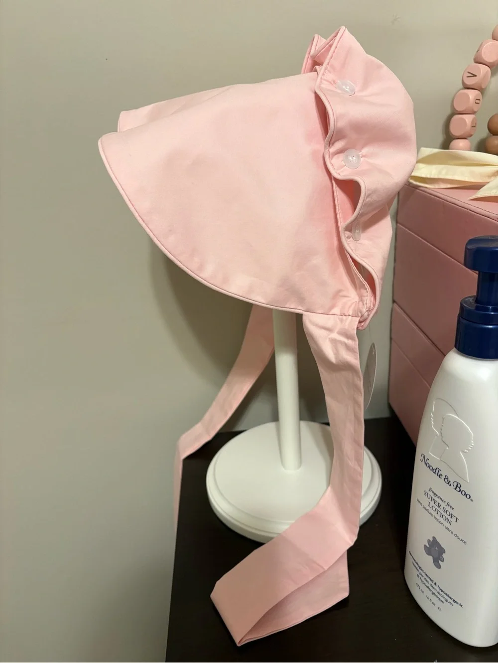 Abby & Evie Pink Ruffle Baby Bonnet
